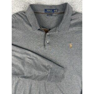 Polo Ralph Lauren Polo Shirt Mens XXL Grey Classic Fit Long Sleeve Pony Preppy